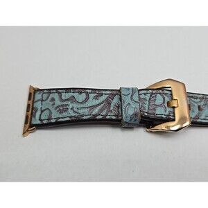 Hadlock Designs Turquoise Floral Leather Apple Watch Band 40mm Rose Gold Boho